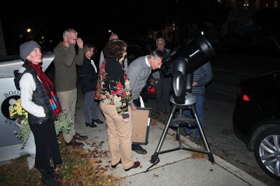 Marion Museum of Natural History
The Marion Museum of Natural History celebrated its 150th anniversary with a Friday night discussion on the 700-pound meteorite Coahuila, led by Mark Munkacsy. Later in the evening, Ted and Elizabeth Brainard visited Coahuila with Executive Director Liz Leidhold, while Treasurer Mike Cronin set up a telescope on the sidewalk out front of the Elizabeth Taber Library where attendees took turns viewing Jupiter and its moons. Photos by Mick Colageo
