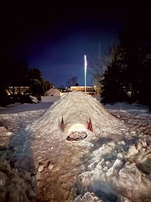 Igloo Party
Haakon Perkins built an igloo with all the snow from the recent storm and invited eight of his friends over for dinner around the fire inside. Photo courtesy Bodil B. Perkins. March 5, 2026 edition
