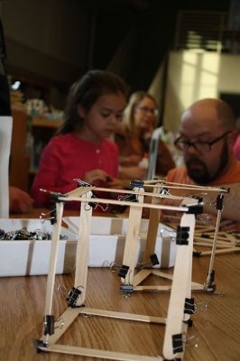 RMS STEAM Night
Rochester Memorial School hosted a STEAM night (Science, Technology, Engineering, Arts, Mathematics) on Thursday, March 30, in the RMS library. Students and parents enjoyed various hands-on stations featuring materials such as wooden sticks, clips, and plastic straws for engineering and building, as well as technology stations using “ozobots” to explore robotics. Photos by Jean Perry
