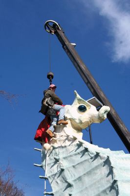 Salty Christmas
Brownell Systems helped the Mattapoisett Land Trust kicked off the holiday season at the Dunseith Gardens by placing the Christmas hat on Satly’s. Photo by Paul Lopes
