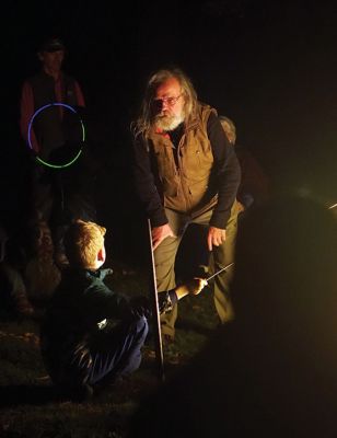 Salty's Silvery Moon Soiree
Storyteller Danny Dullea at "Salty's Silvery Moon Soiree" hosted by the Mattapoisett Land Trust at Dunseith Gardens on Saturday. Photo courtesy Marc Anderson
