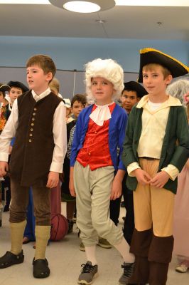 Seniors Appreciation at Center School
One of the highlights of the third-grade school year, students dressed up as famous Americans and treated senior citizens from the Council on Aging to a senior citizen appreciation breakfast the morning of June 6. The third-graders sang patriotic songs like the Star-Spangled Banner and My Country ‘Tis of Thee, dressed as the American figure of their choice. Photo by Jean Perry
