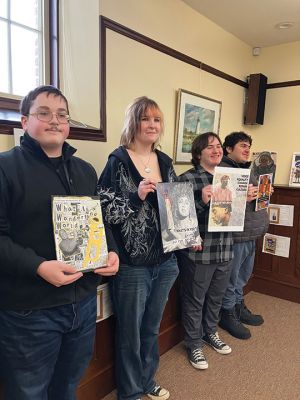 Tri-Town Against Racism
The Tri-Town Against Racism held their annual Black History Month Creative Expressions Contest on February 7 in the Mattapoisett Library. The event is in its sixth year, with the 2026 event seeing around 30 grade school students from the area submit their artwork. The winners are Noah Santos, Kenna Thompson, Jacoby Santos, Alex Amaral, and honorable mention, Mathew Crain. The exhibition is open throughout Black History Month in the library. Photo by Marilou Newell. February 12, 2026 edition
