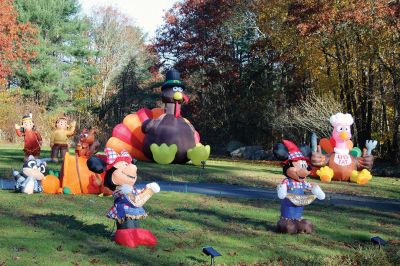 Happy Thanksgiving
A Rochester home known for its front lawn full of air-filled, holiday ornaments wishes passersby a Happy Thanksgiving. Photo by Mick Colageo
