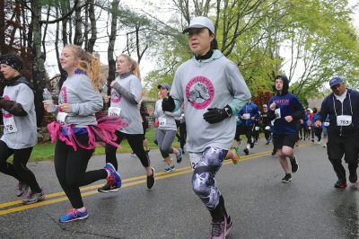 Tiara 5K Road Race
The Tiara 5K road race sponsored by Oxford Creamery has become a staple Mother’s Day tradition in Mattapoisett. The weather was damp and chilly, but still 441 runners turned out for the Mattapoisett village run to benefit the Women’s Fund of New Bedford. Photos by Colin Veitch
