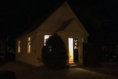 Tinkhamtown Chapel
The annual Christmas carol sing-along at the Tinkhamtown Chapel was as popular and beautiful as ever on the chilly evening of December 20, when dozens of people followed the glow of candlelit windows to the tiny chapel to sing with their families and neighbors and welcome Christmas to Mattapoisett. Photos by Colin Veitch
