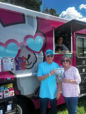 Manchester, Vermont
The Wanderer made its way to Manchester, Vermont, to attend the four-day Green Mountain Bluegrass and Roots Festival. The photo features Paul Galofaro of Attleboro and Helene Rose of Mattapoisett. In the background, in the food truck, is Amy Rose Herrmann, formerly of Mattapoisett, owner of Sexy Llama Mobile Espresso Bar and Coffee Roasters. A fun time was had by all. Photo courtesy of Helene Rose
