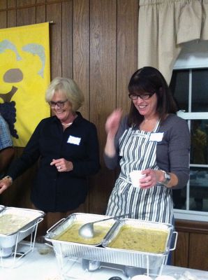 Top Chef
Scores of hungry Tri-Town residents lined up at Marion’s First Congregational Church on Saturday evening for the third annual Soup Cook-Off. The Rev. Sheila Rubdi provided the blessing, while Truman Tirrell provided the tunes. Old Rochester Regional Junior High Schoolers Kyla Horton, Julia Winters, and Michaela Mattson took first place in the Kale Soup division. Photos by Marilou Newell.
