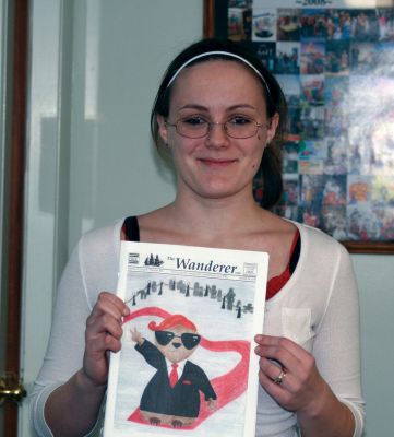Top Groundhog
Congratulations to Anthea Andrade, the winner of the 2010 Groundhog Day Cover Contest! Ms. Andrade said that the cover took her a couple weeks and was happy to receive an iTouch for her efforts. Photo by Anne O'Brien-Kakley.
