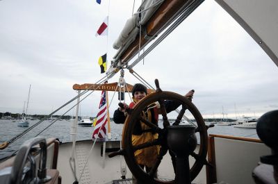 Tabor Boy
Head of School John H. Quirk and Captain James E. Geil  welcomed Marion residents aboard the SSV Tabor Boy, built near Amsterdam in 1914 and brought to Sippican Harbor in 1954. The “Open Ship” took place on Sunday afternoon. Photo by Felix Perez.
