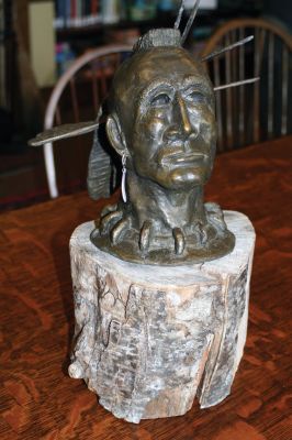 Metacomet
This sculpture of Metacomet by Mattapoisett artist and former anthropology professor David Englund is currently on display at the Mattapoisett Free Library. Photo by Laura Fedak Pedulli.
