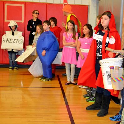 Vocabulary Day Parade 
A living, breathing, (and giggling) dictionary of vocabulary words displayed their intellect and imagination at Rochester Memorial School during its first annual Vocabulary Day Parade on April 4. Photo by Jean Perry
