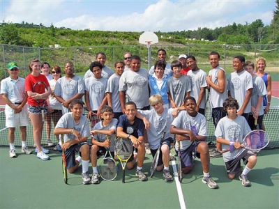 Tennis Tourney
Several tri-town residents and local members of the Sippican Tennis Club in Marion recently participated in the eighth annual Ron Burton Training Village Tennis Tournament held last week in Hubbardston, MA. Coordinated by Sippican Tennis Club member Joanne Byron and Dr. Milton Weiner of Marion, the tournament raises funds to support the Ron Burton Training Village, which hosts underprivileged inner city youths from 11 to 17 years old during the summer months. (Photo courtesy of Joanne Byron).

