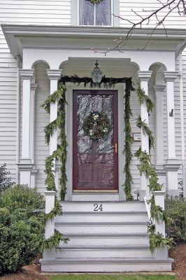 Mattapoisett Door Contest 2006
Winners of Mattapoisetts First Annual Holiday Village Door Decorating Contest, sponsored by the Mattapoisett Womans Club, were selected on Monday, December 11. Ruth Ann Walega, 24 North Street won the Elegant Award for this doorway. (Photo by Kenneth J. Souza).
