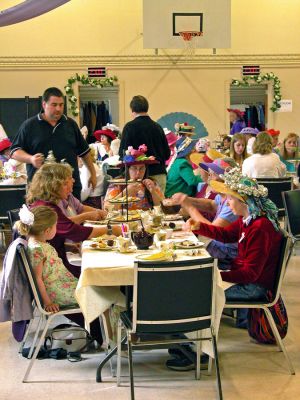 Mother-Daughter Tea
A "Mother-Daughter Tea" was held on Saturday, May 19 in Reynard Hall at the Mattapoisett Congregational Church. The tea featured a Language of Flowers, Fans, and Calling Cards along with a presentation by Donna and Ron Lasko, named the Ultimate Tea Couple by the Tea Association of the USA. (Photo by Robert Chiarito).
