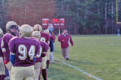 Cougar Classic
Already down 8-0, the Old Colony Cougar Football Team waits on the sidelines during the big "Cougar Classic" game held on November 22 at Old Colony Regional Voke which ended in a heart-breaking shutout, 21-0. (Photo by Robert Chiarito).
