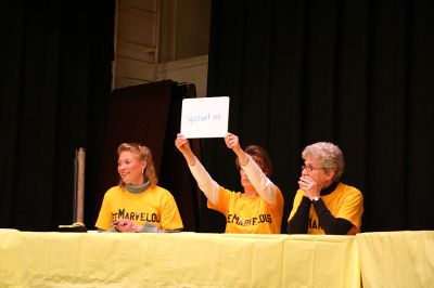 What's the Buzz?
The Second Annual Lizzie Ts Spelling Bee to benefit Marions Elizabeth Taber Library was held on Thursday, March 6 at the Marion Music Hall. Eleven teams of three members each competed in three rounds for the title of "Best Spellers." (Photo by Kenneth J. Souza).
